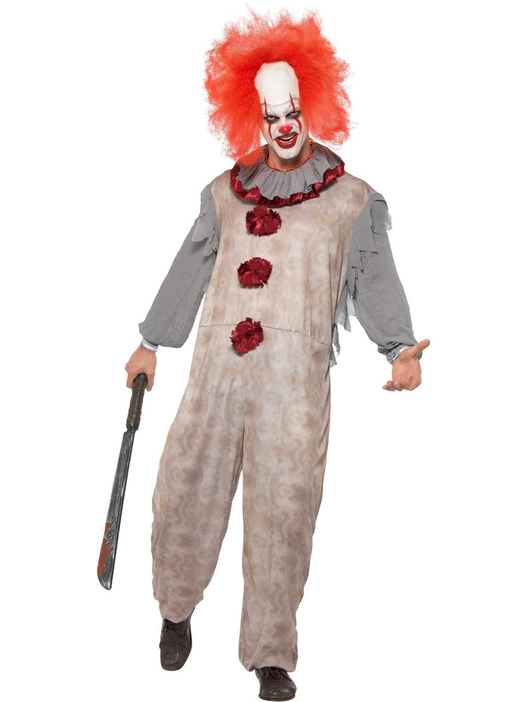 Vintage Clown Costume, Grey & Red
