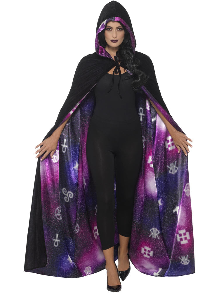 Deluxe Reversible Galaxy Ouija Cape, Black & Purple