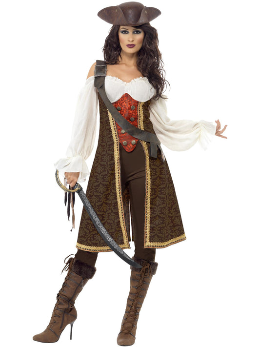 High Seas Pirate Wench Costume, Brown